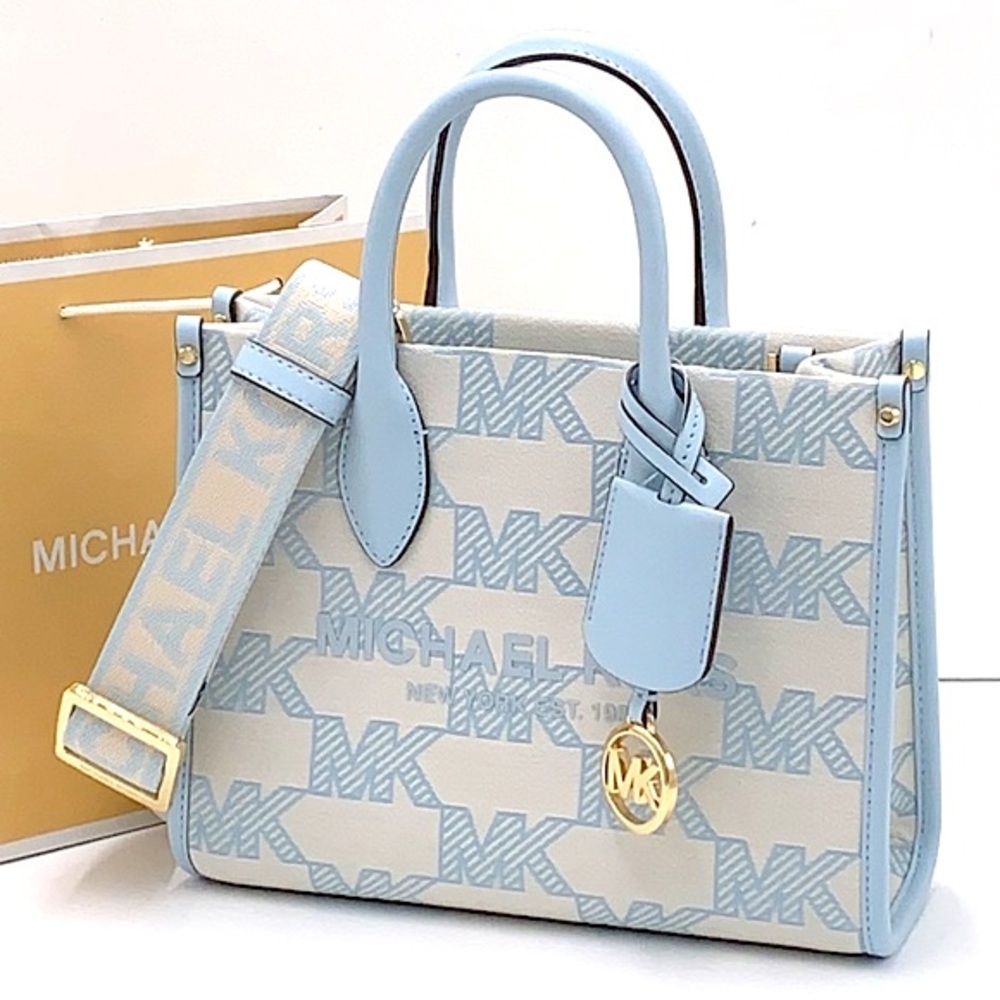 MICHAEL KORS MIRELLA SMALL SHOPPER TOP ZIP XBODY VISTA BLUE COLOR - Picture 1 of 15